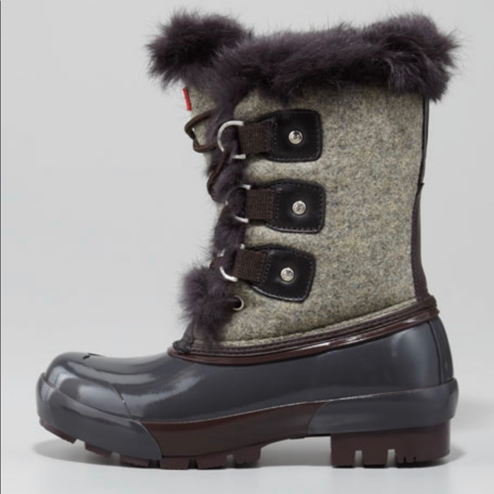 HUNTER CATHIE DARK OLIVE DUCK BOOTS